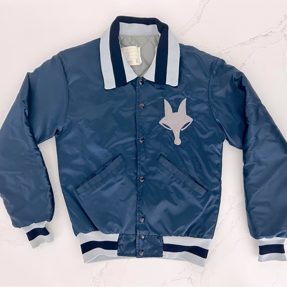 VINTAGE DeLONG SATIN FOX VARSITY JACKET - XS - Picture 1 of 10
